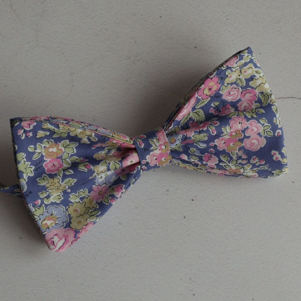 Floral Liberty print bow tie - Tatum pink and blue