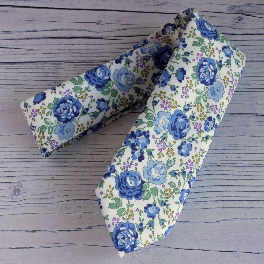 Floral Liberty print tie - Felicite blue