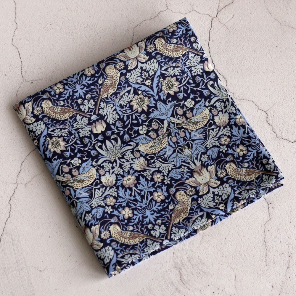 Strawberry Thief blue and lilac pocket square