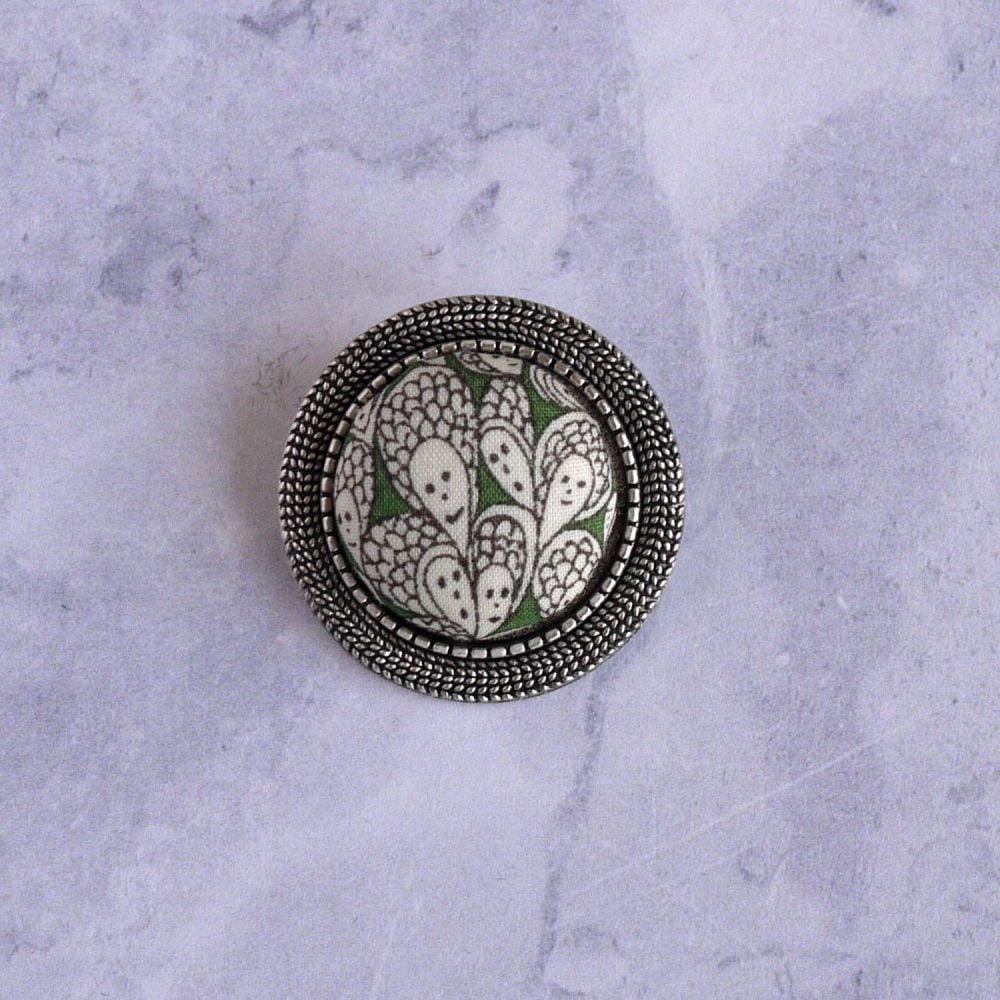 Liberty print brooch - Cranford green