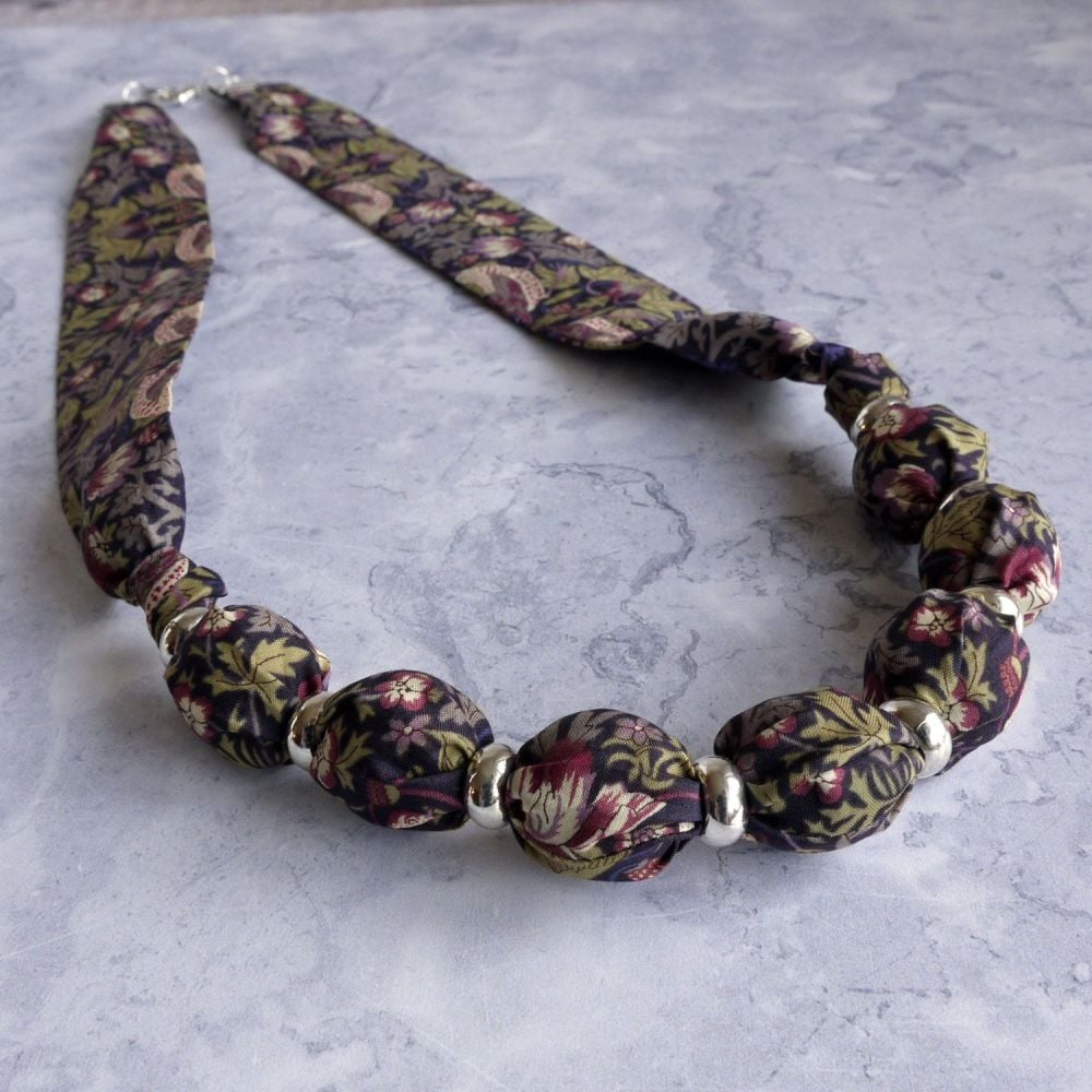 Liberty print Strawberry Thief necklace