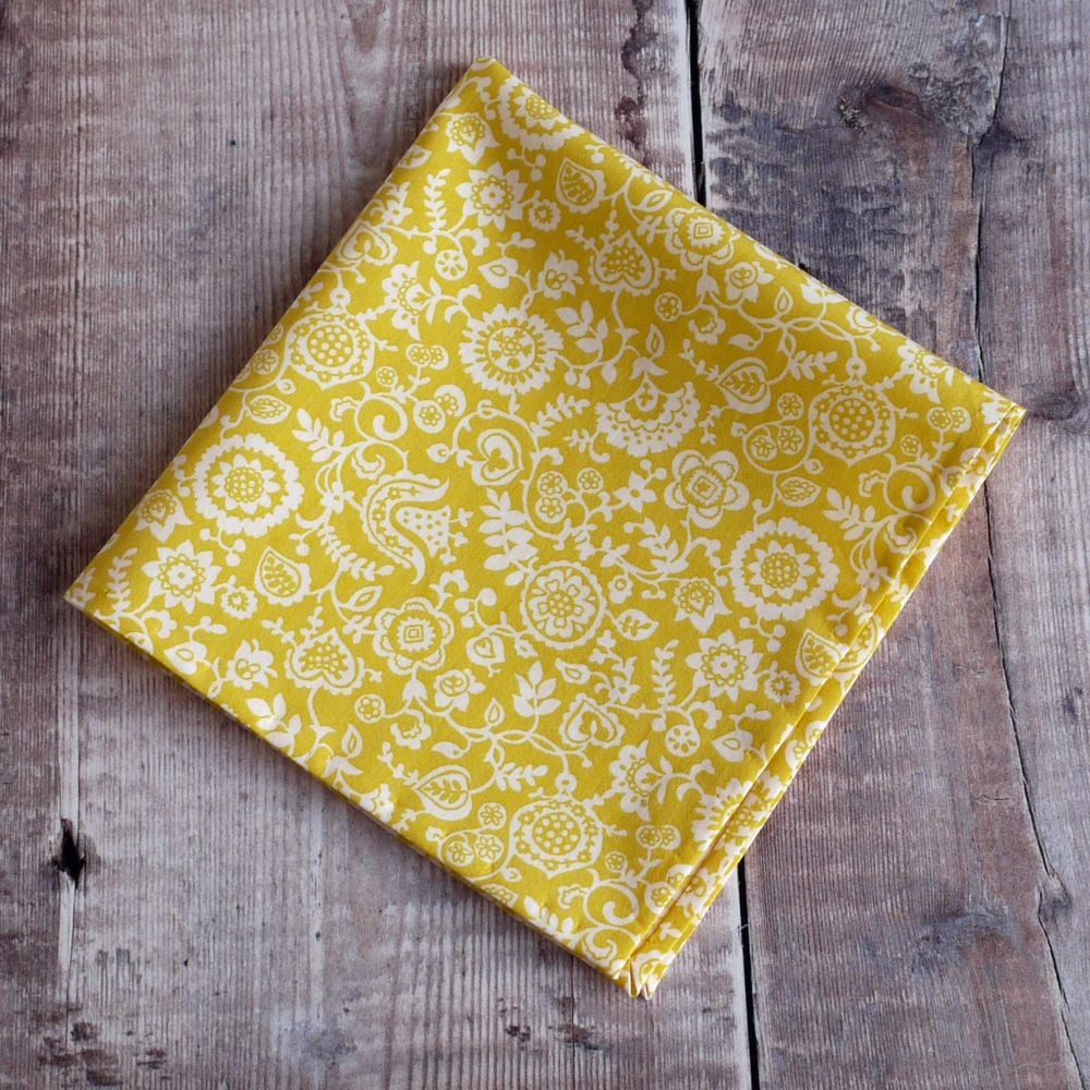 Liberty tana lawn Clare and Emily yellow pocket square