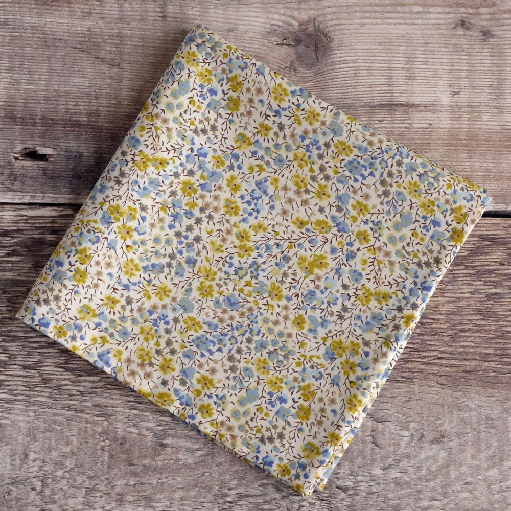 Yellow floral pocket square - Liberty tana lawn Phoebe
