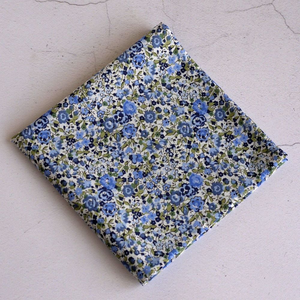 Floral pocket square - Liberty tana lawn Emma and Georgina light blue