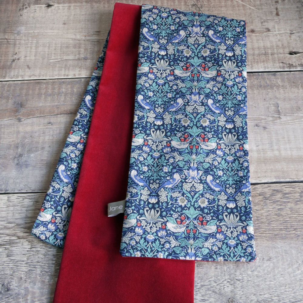 Liberty Strawberry Thief and red velveteen scarf