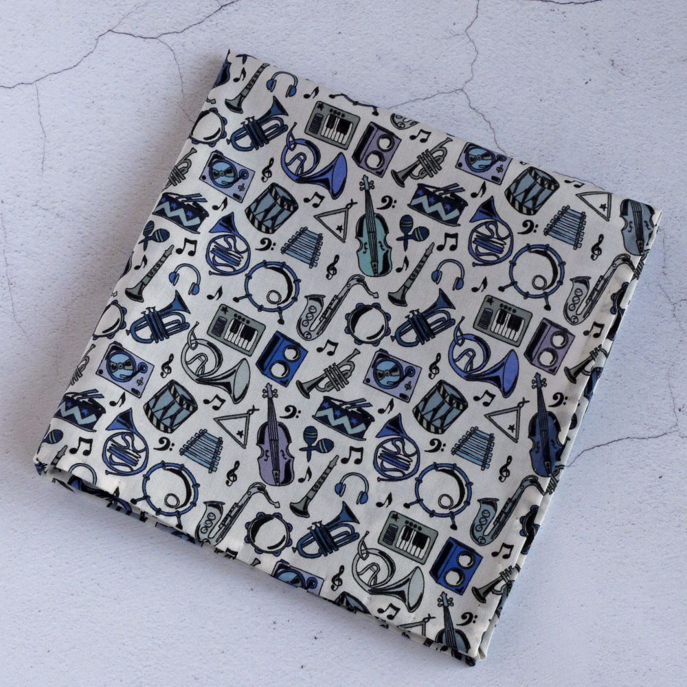 Musical instrument pocket square - Liberty print Miles blue