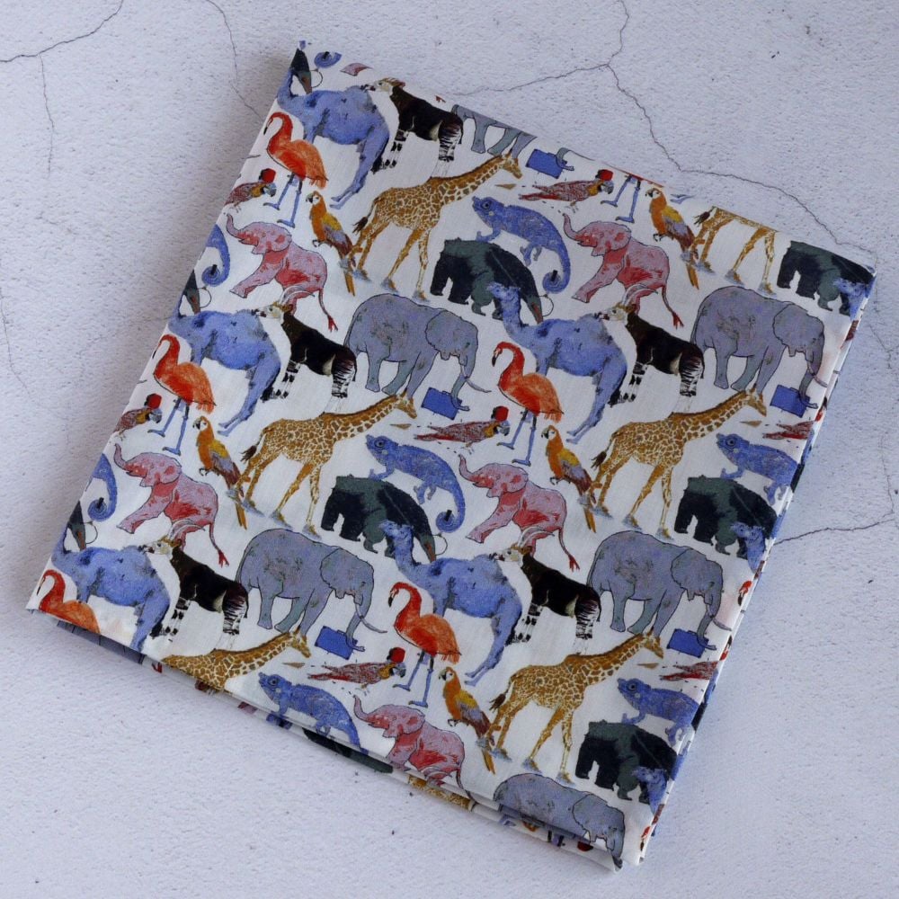 Zoo animals pocket square - Liberty print Queue for the Zoo