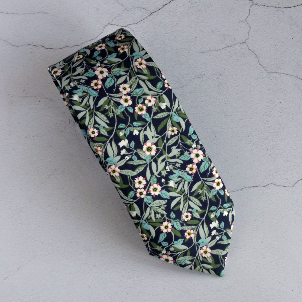 Floral Liberty print tie - Brighton Blossom blue tie
