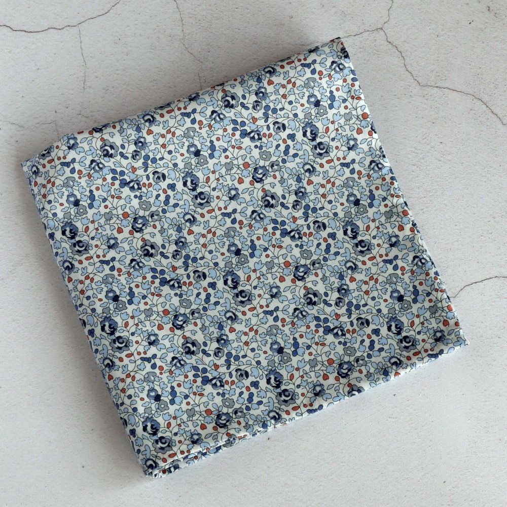 Floral pocket square - Liberty tana lawn Eloise blue