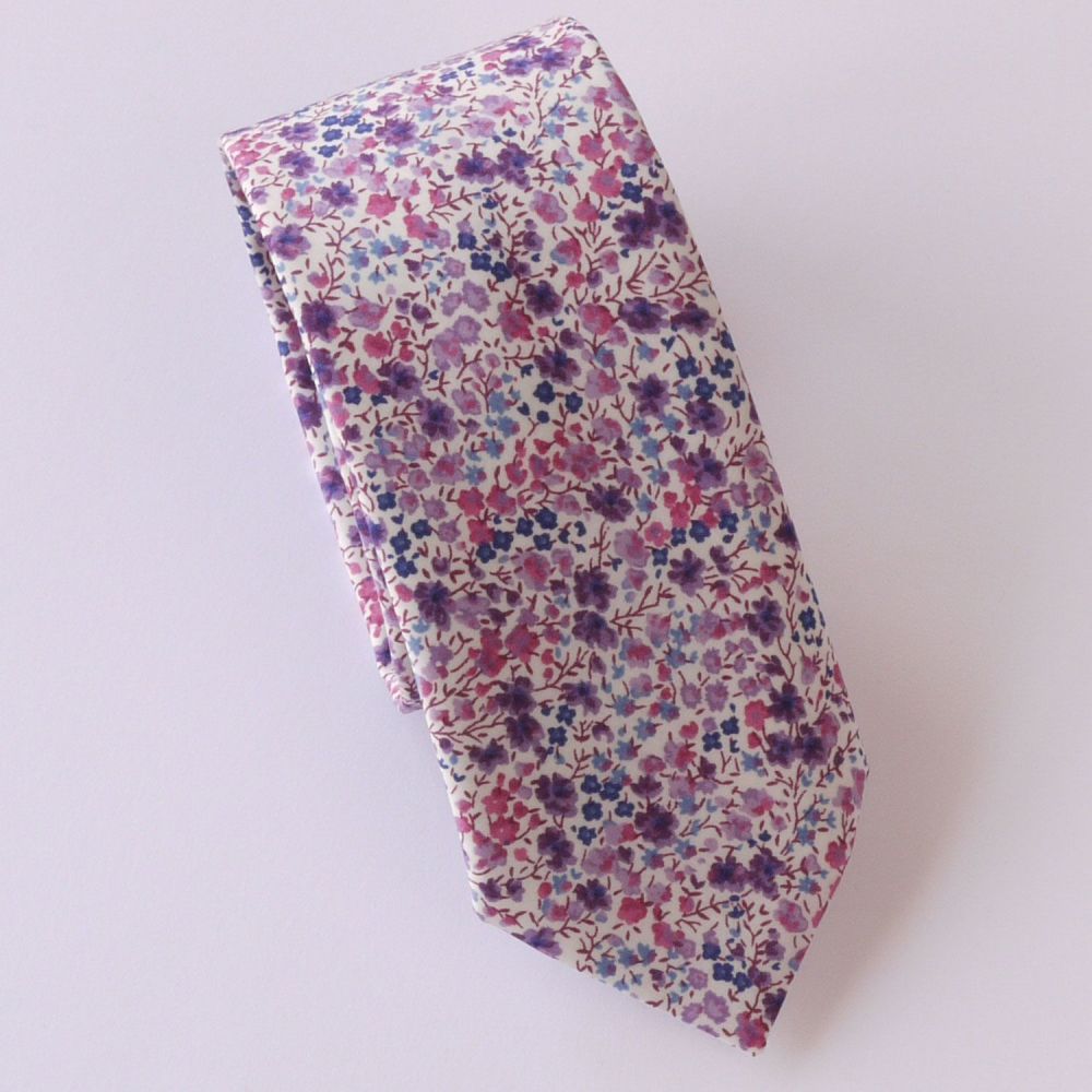Floral Liberty tana lawn tie - Phoebe purple