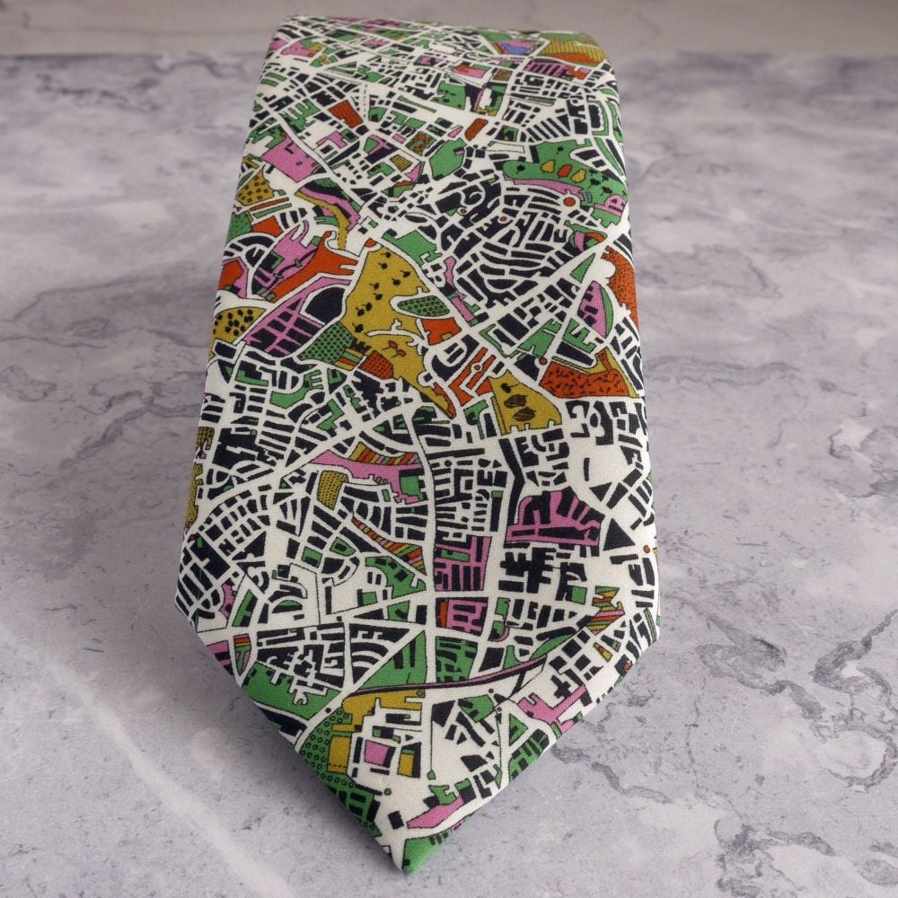 Map design Liberty print tana lawn tie - London Fields