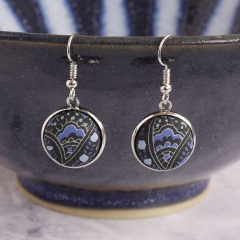 Liberty print earrings - Arthur Stewart blue