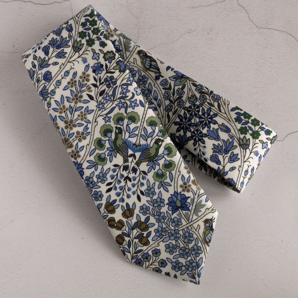 Blue floral Liberty print tie - Kensington Park