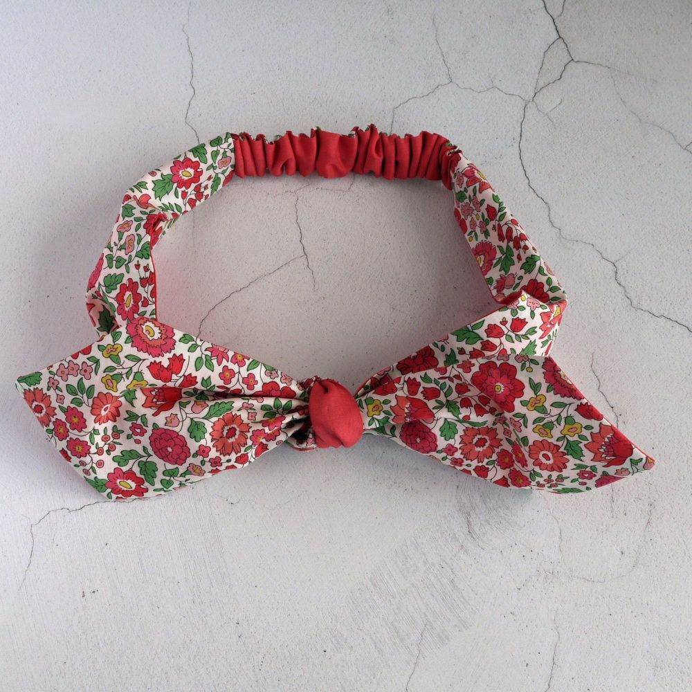 Liberty of London fabric top knot hairband - D'Anjo red