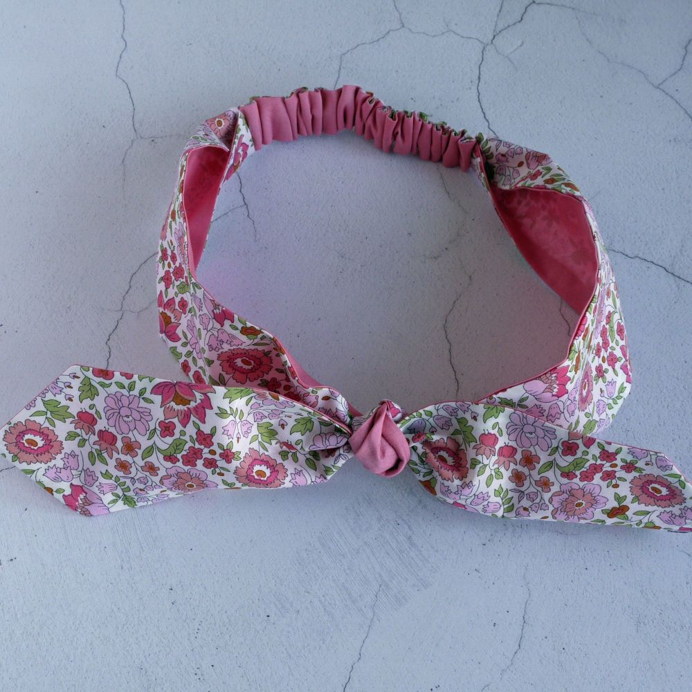 Liberty of London fabric top knot hairband - D'Anjo pink