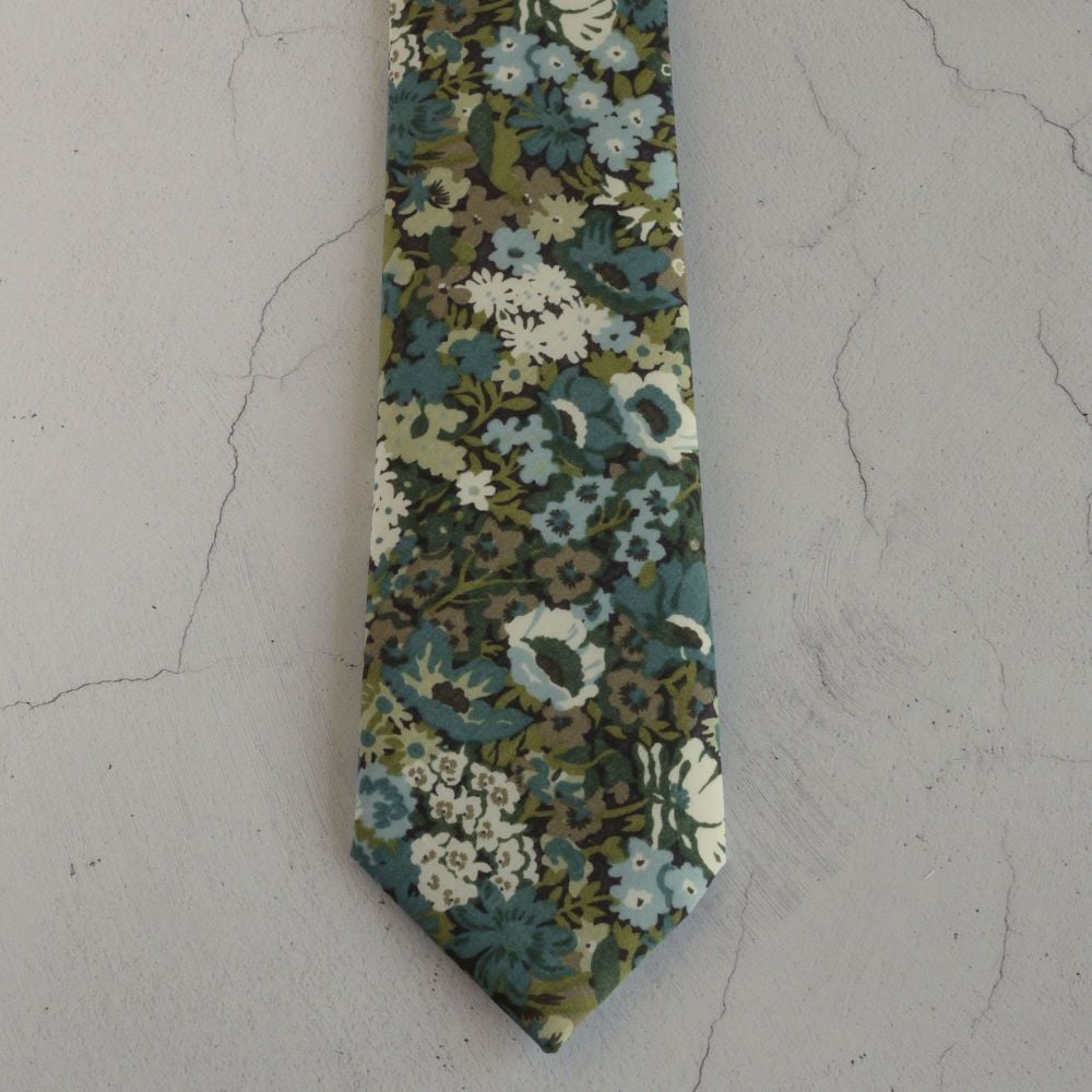 Floral Liberty print tie - Thorpe blue green