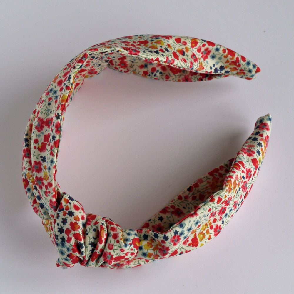 Liberty of London fabric hairband - Phoebe coral knot