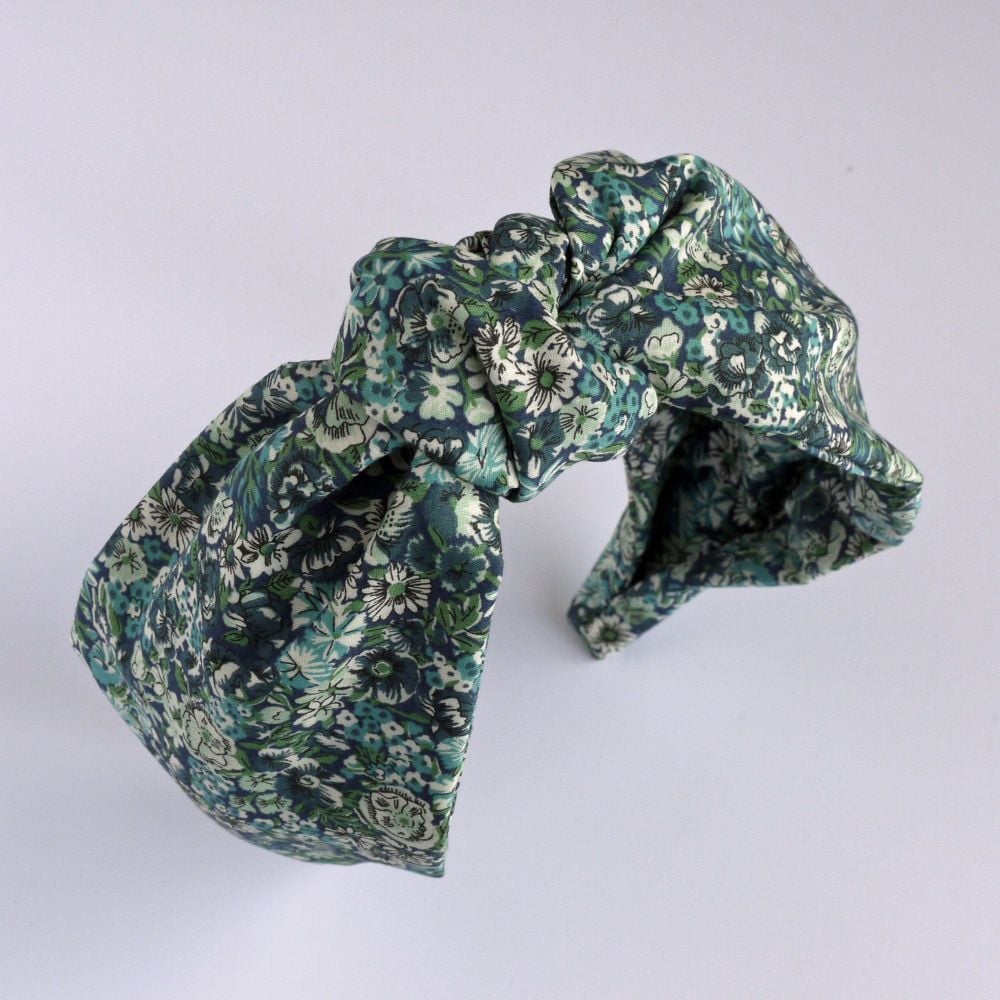 Liberty of London fabric hairband - Chive green knot