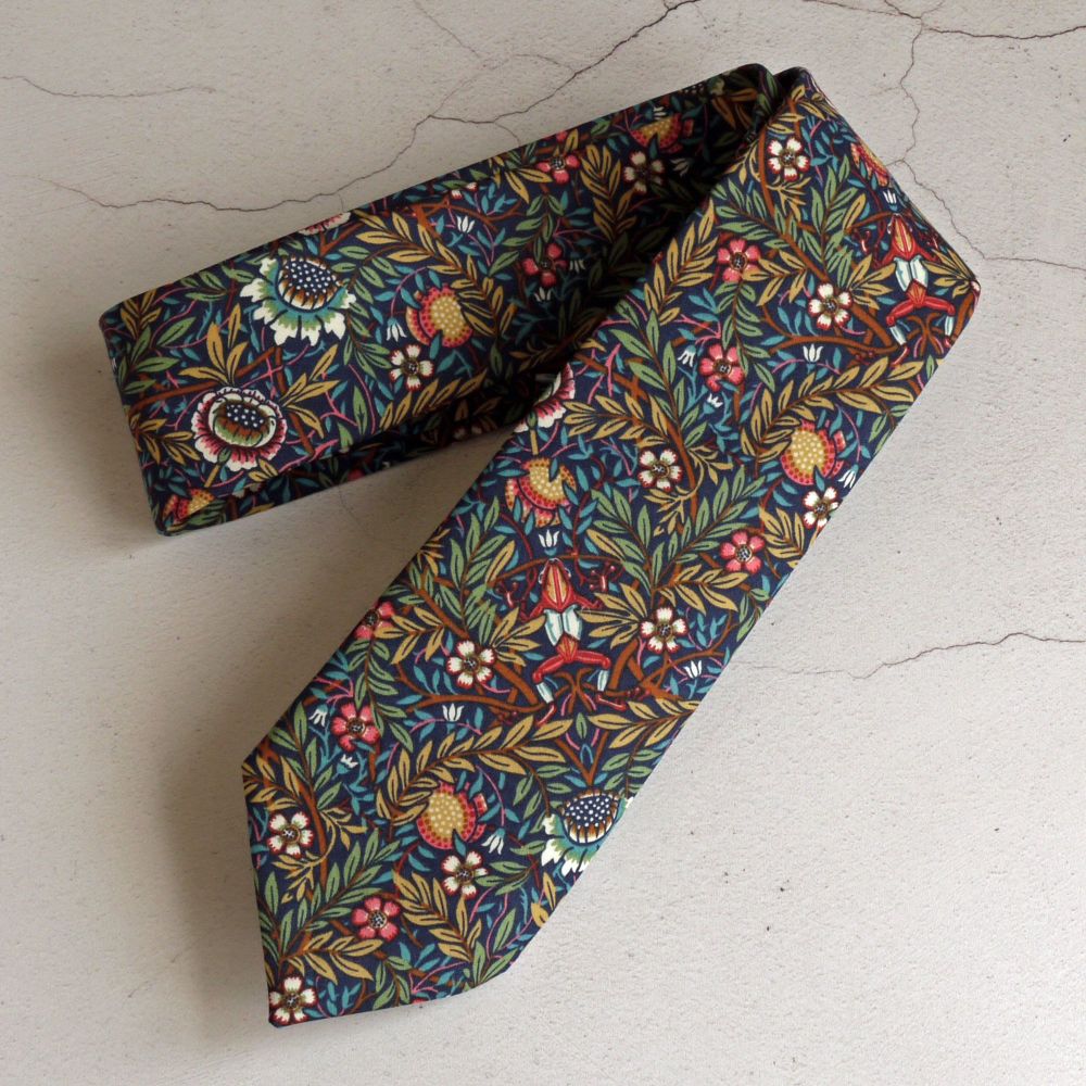 Floral Liberty print tie - Peach Porter navy