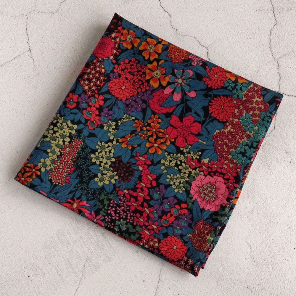 Floral Liberty pocket square - Ciara blue
