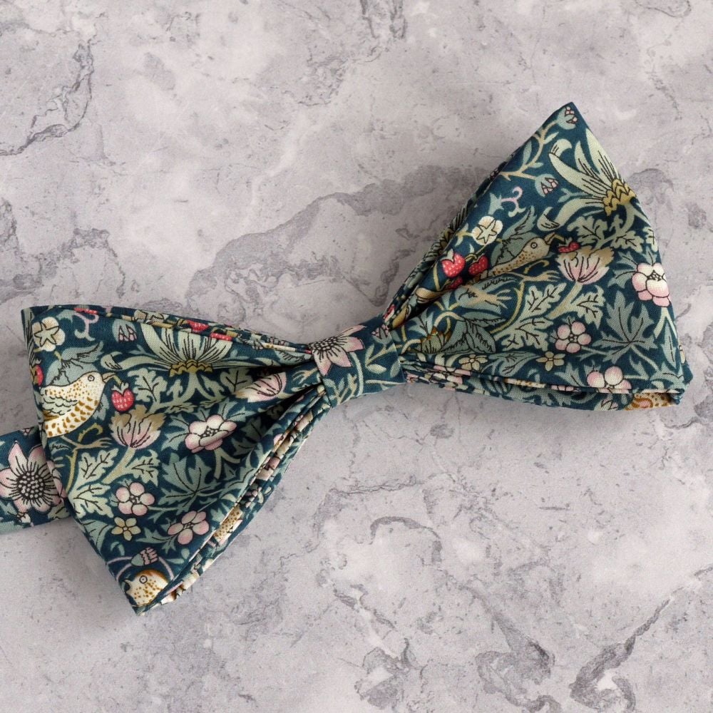 Strawberry Thief green bow tie made with Liberty fabric