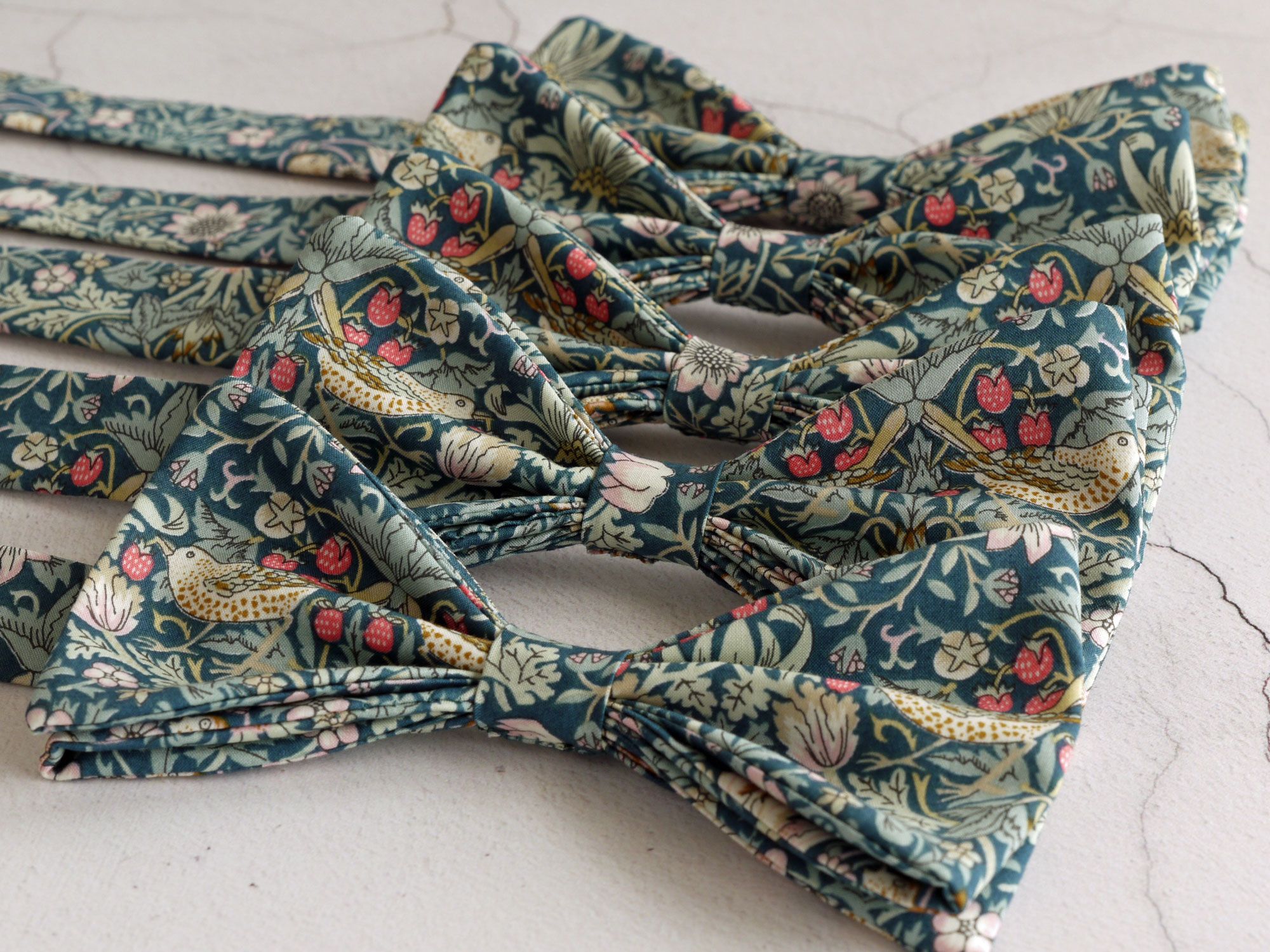 Strawberry Thief green bow ties