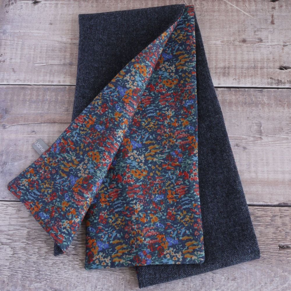 Blue donegal tweed and Liberty Virginia Meadow scarf
