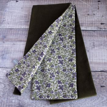 Olive velveteen and Liberty Meadow scarf