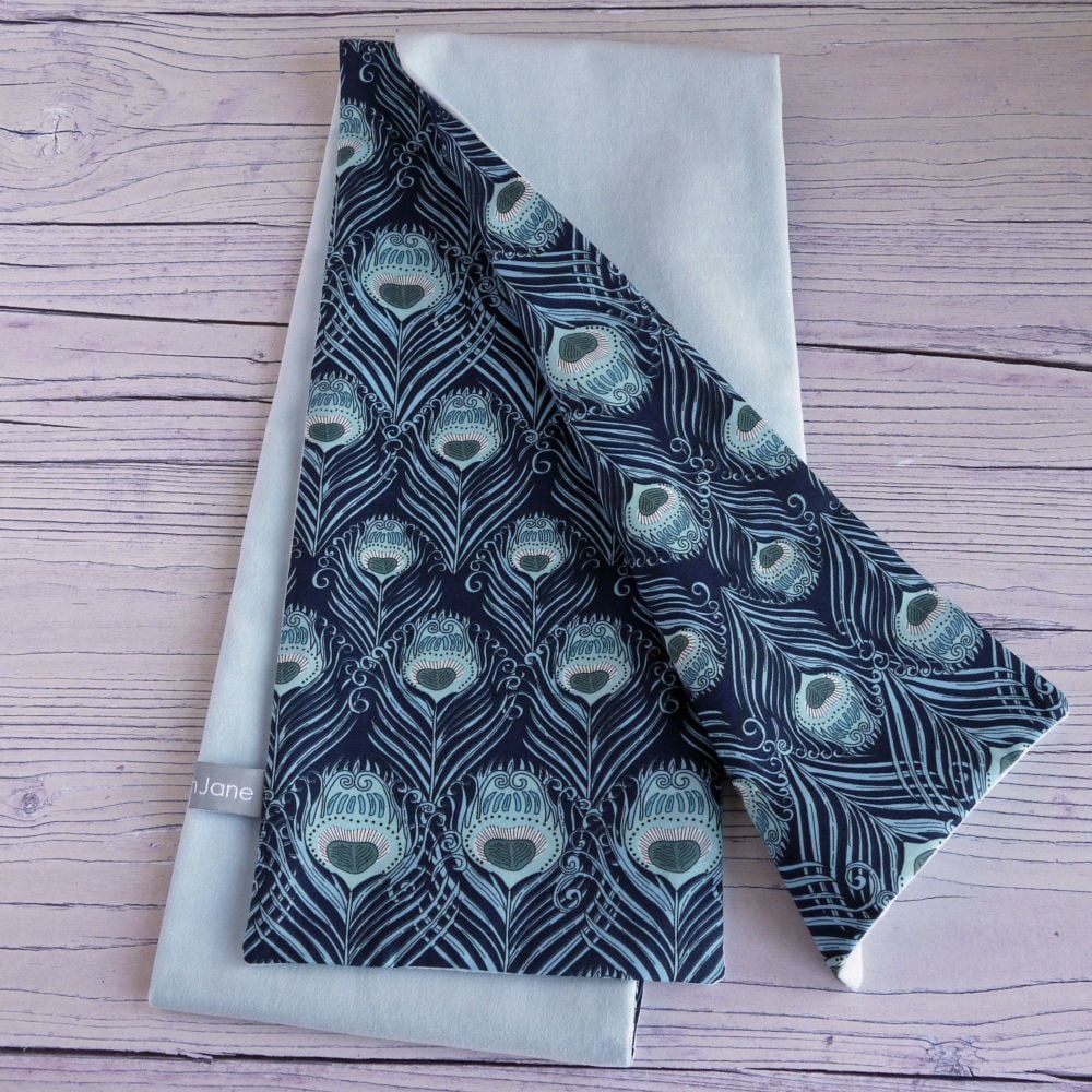 Duck egg blue velveteen and Liberty Caesar scarf