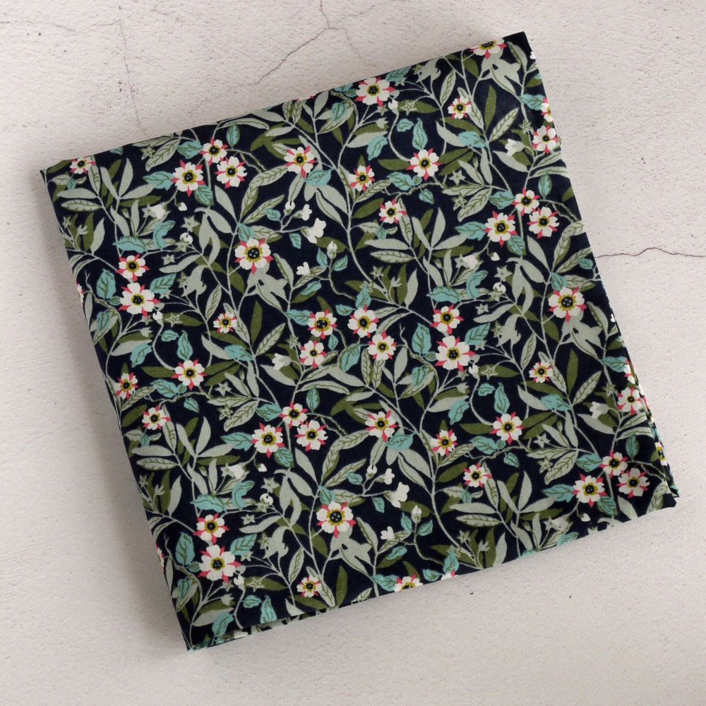 Blue floral pocket square - Liberty tana lawn Brighton Blossom