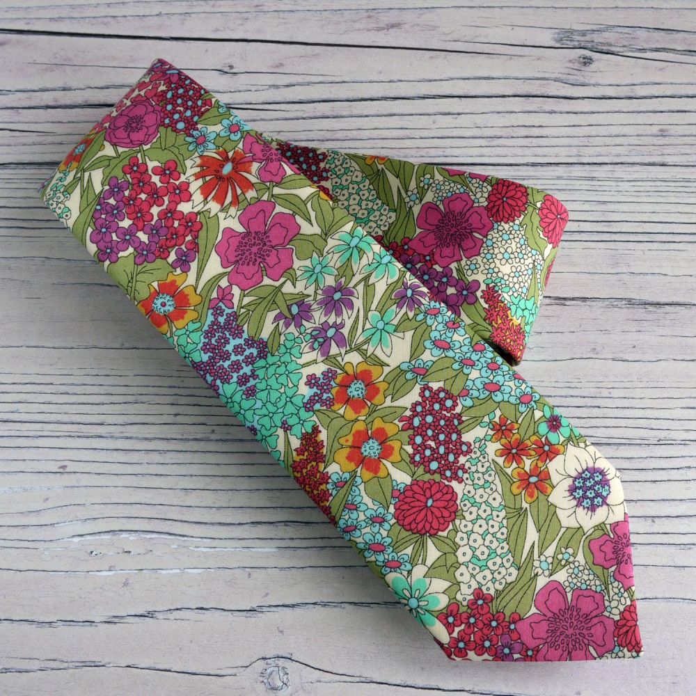 Custom order for 8 hand-stitched floral Liberty tana lawn ties with matchin