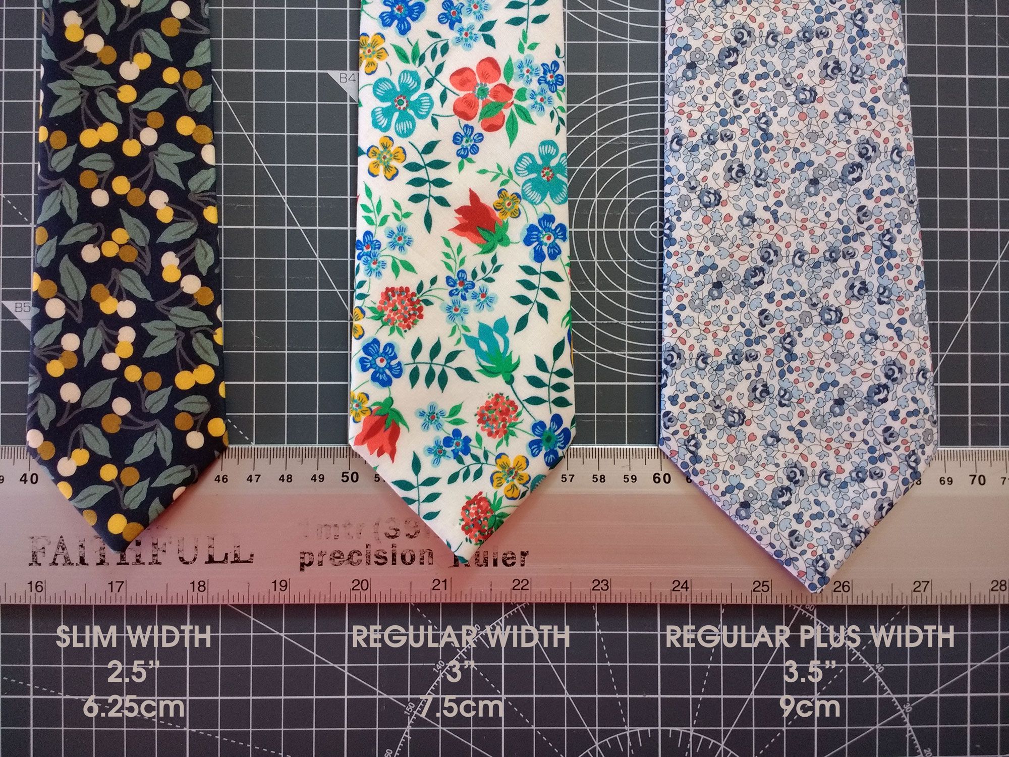 3 standard widths of CatkinJane ties