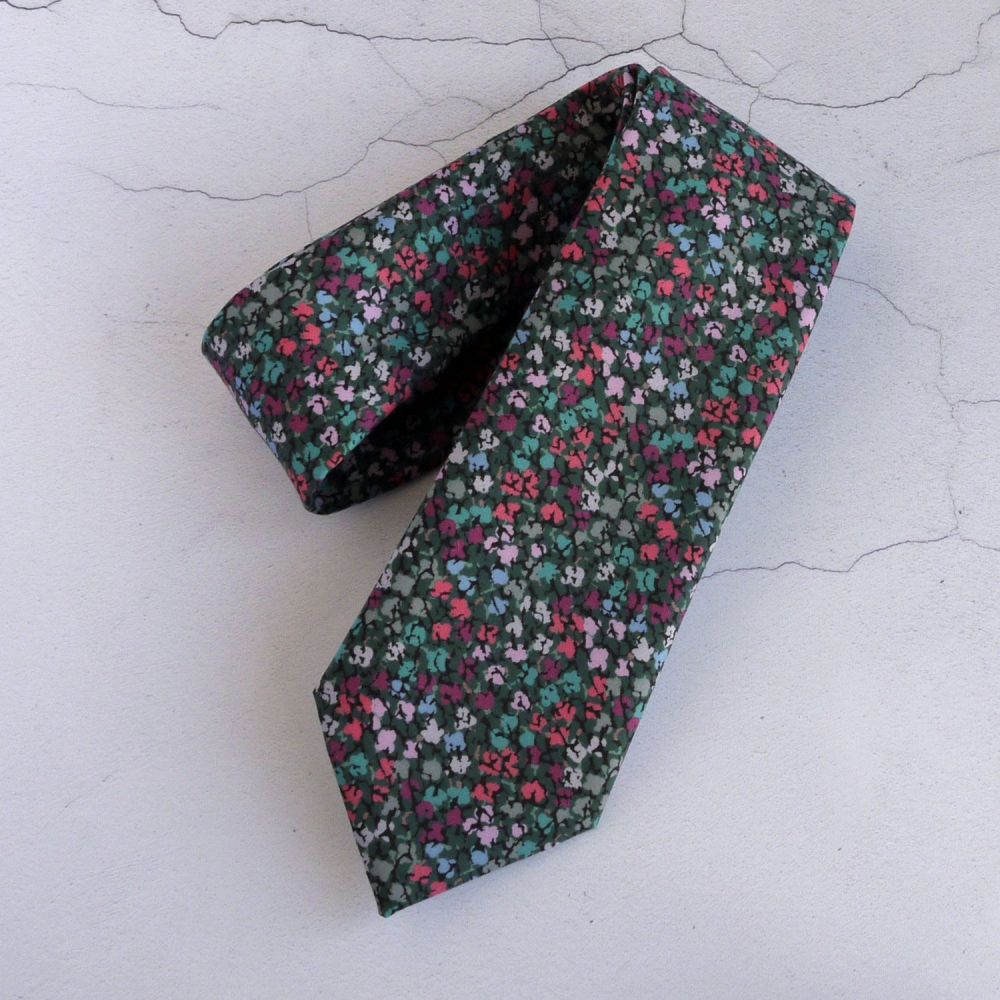 Gizmo green tie made with Liberty fabric