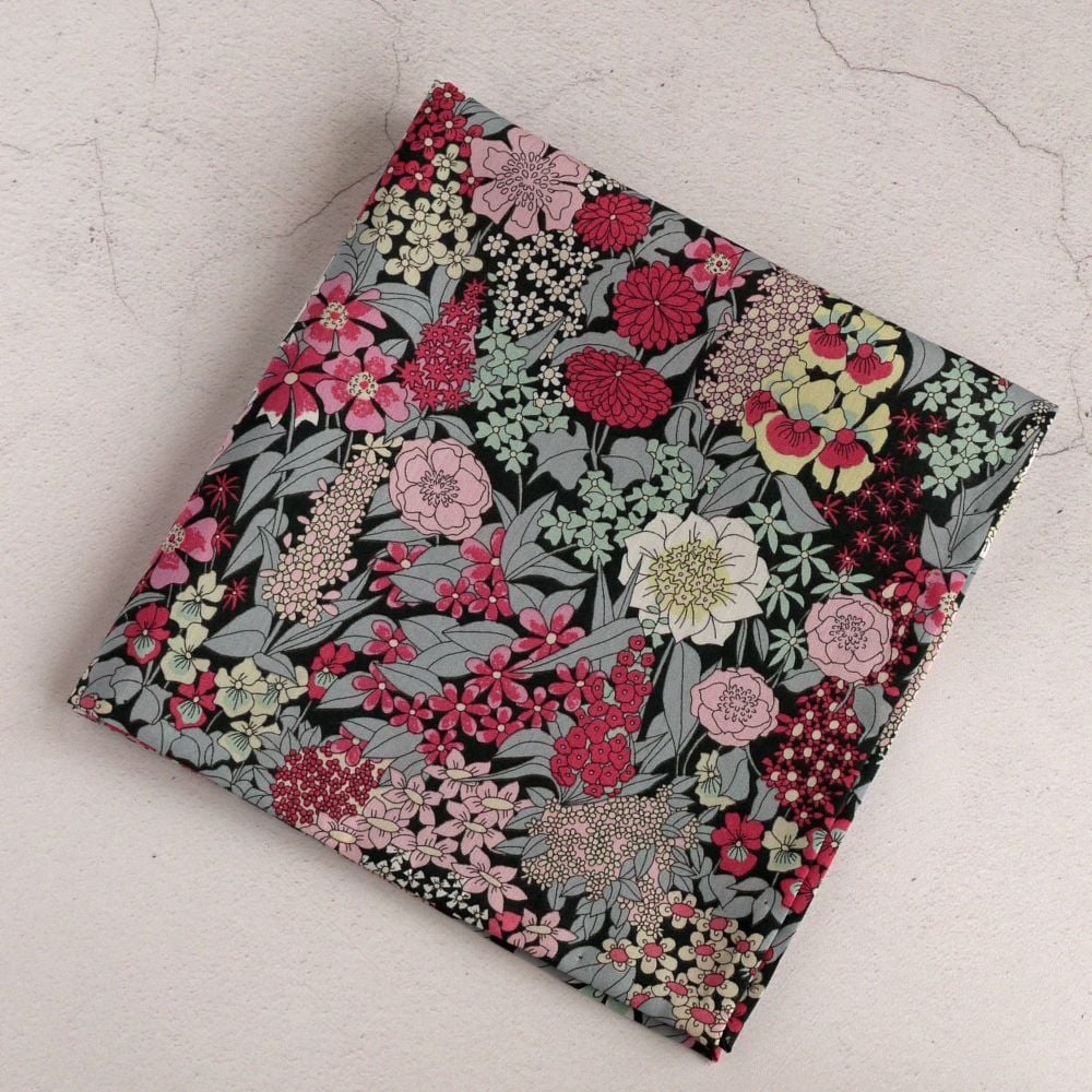 Floral Liberty pocket square - Ciara grey and pink