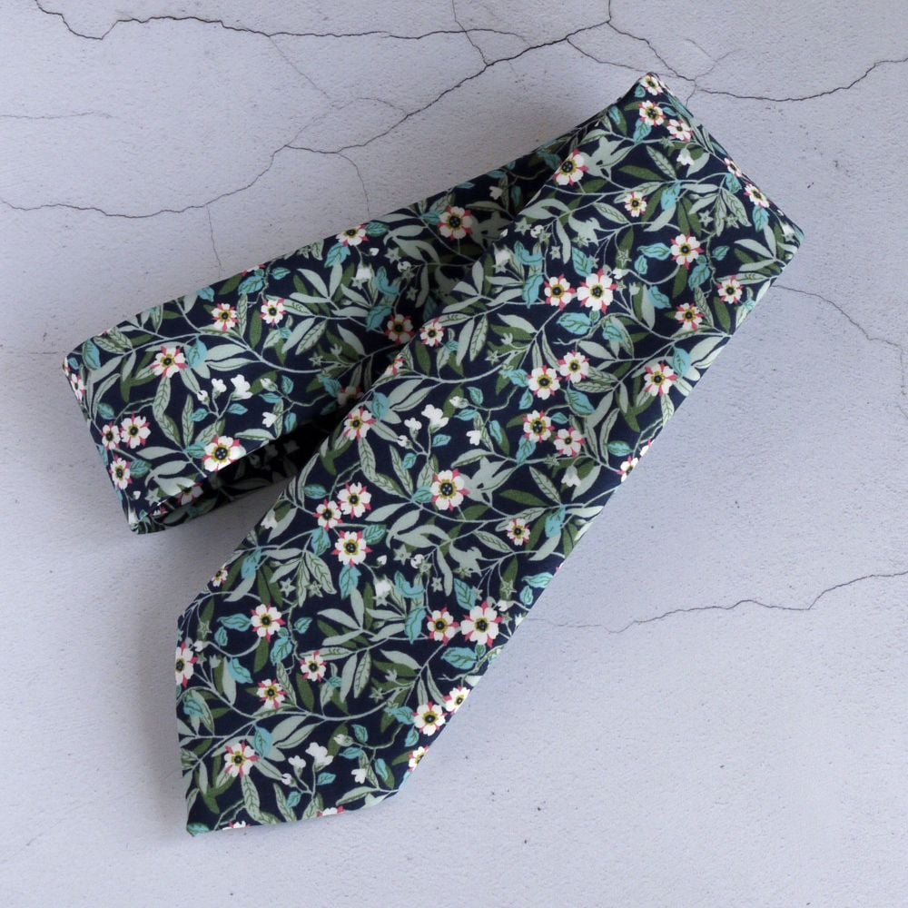 Custom order for seven gift boxed hand-stitched Liberty print ties with mat