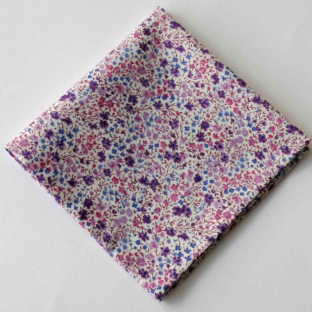 Purple floral pocket square - Liberty tana lawn Phoebe