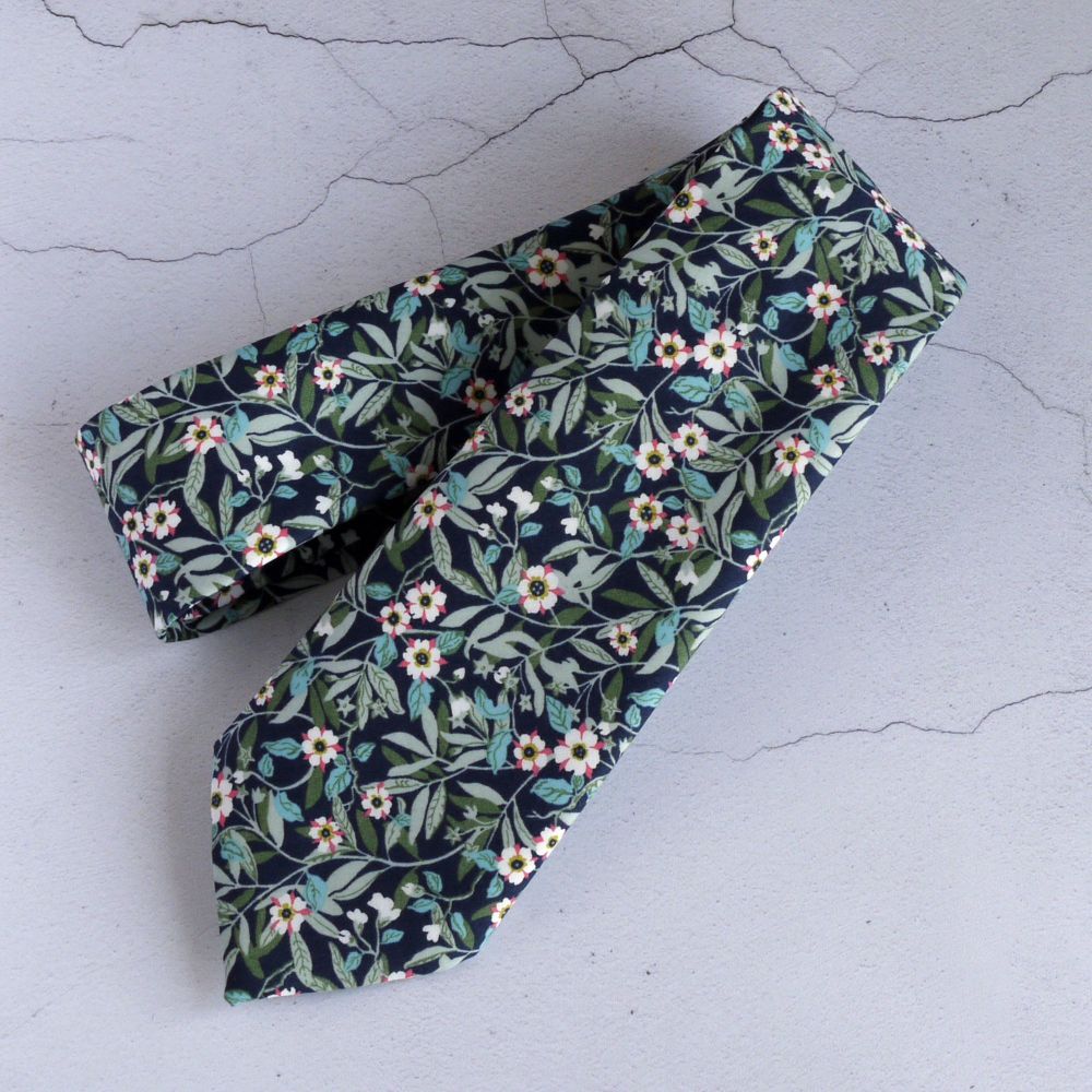 Custom order for 4 Liberty print ties - Brighton Blossom blue