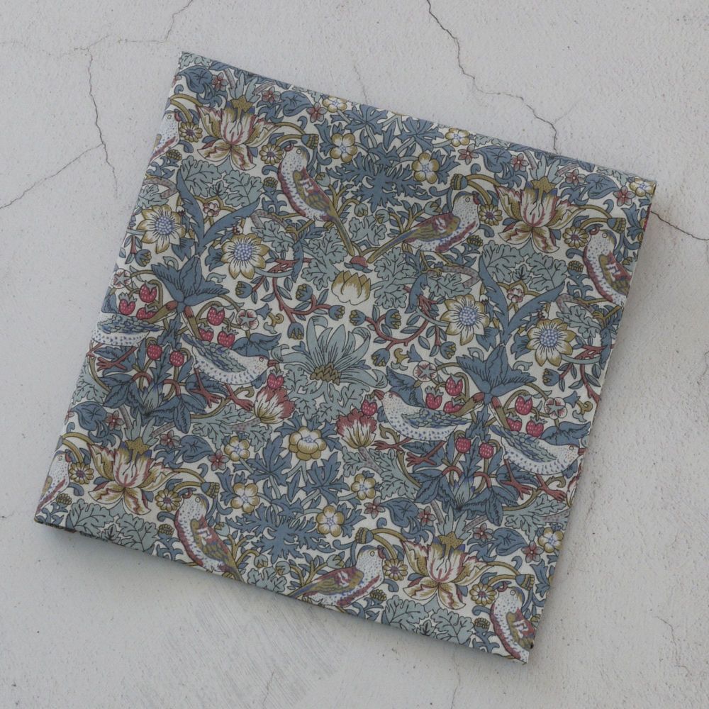 Strawberry Thief blue grey pocket square