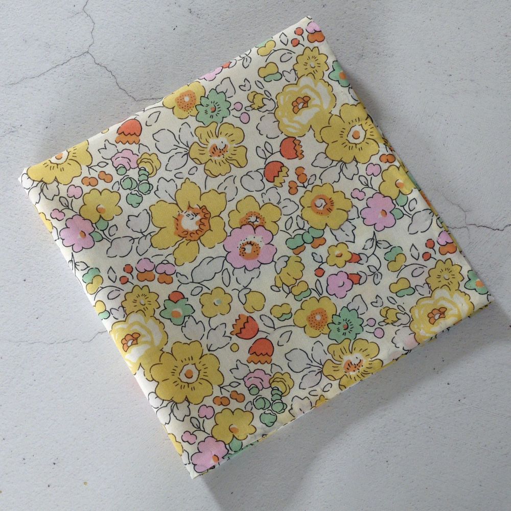 Yellow floral pocket square made with Liberty fabric - Betsy