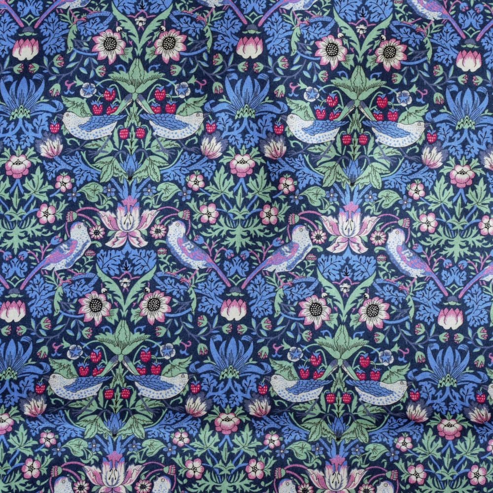 William Morris Strawberry Thief pink and green Liberty tana lawn