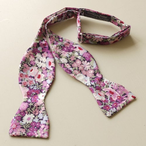 Thorpe purple Liberty print floral bow tie