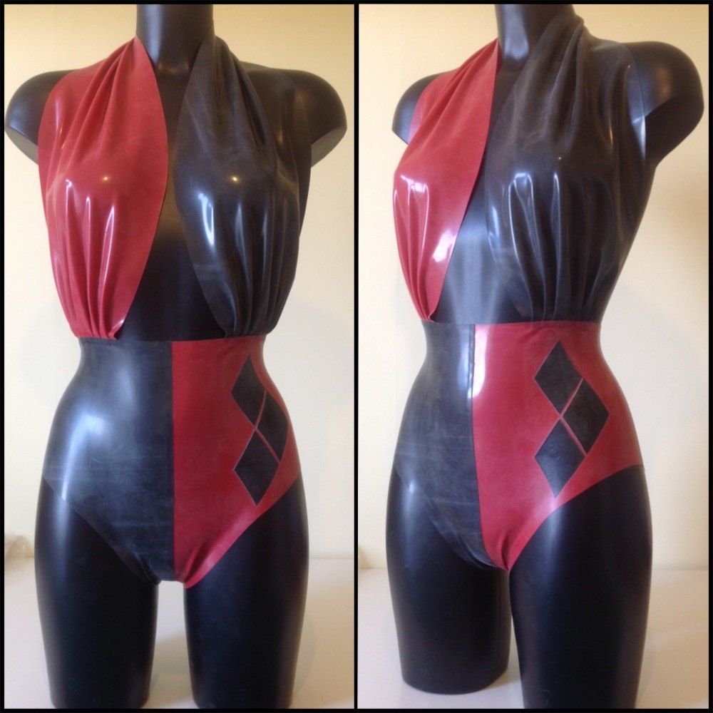 Latex Pin-Up Girl Inspired Bodysuit - Harley Quinn Inspired