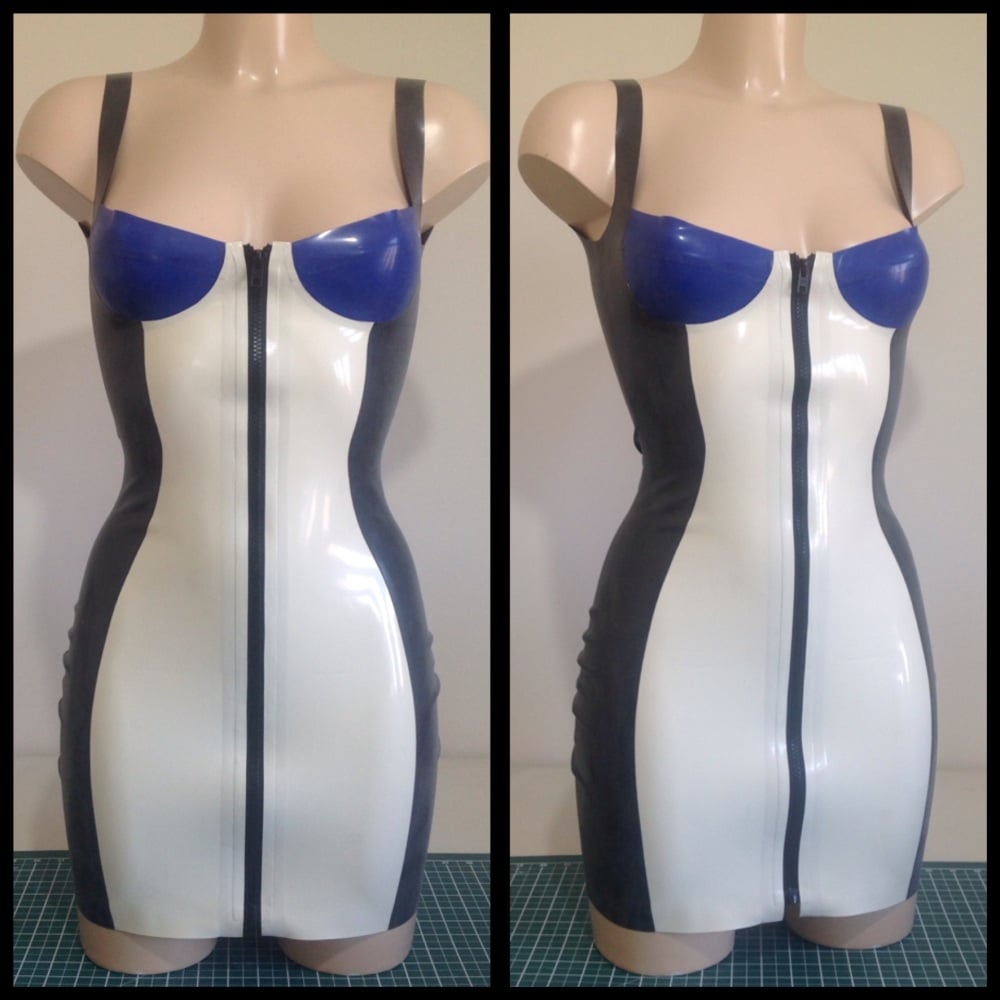 Rubber Latex Colour-Block Dress with Zip Feature -  Hayley Sharman for Shhh