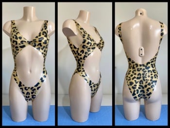 Leopard Latex Cut Out Bodysuit