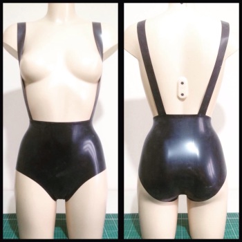 Rubber Latex Basics High Waisted Hotpants with Braces