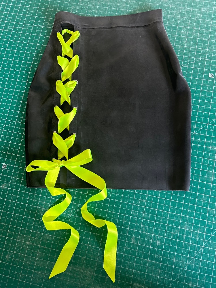 Latex Lace-Up Mini Skirt