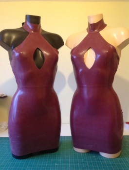 Rubber Latex High Neck Criss Cross Back Dress