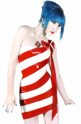 Candy-Stripe Asymmetric Mini Dress With or Without Bow