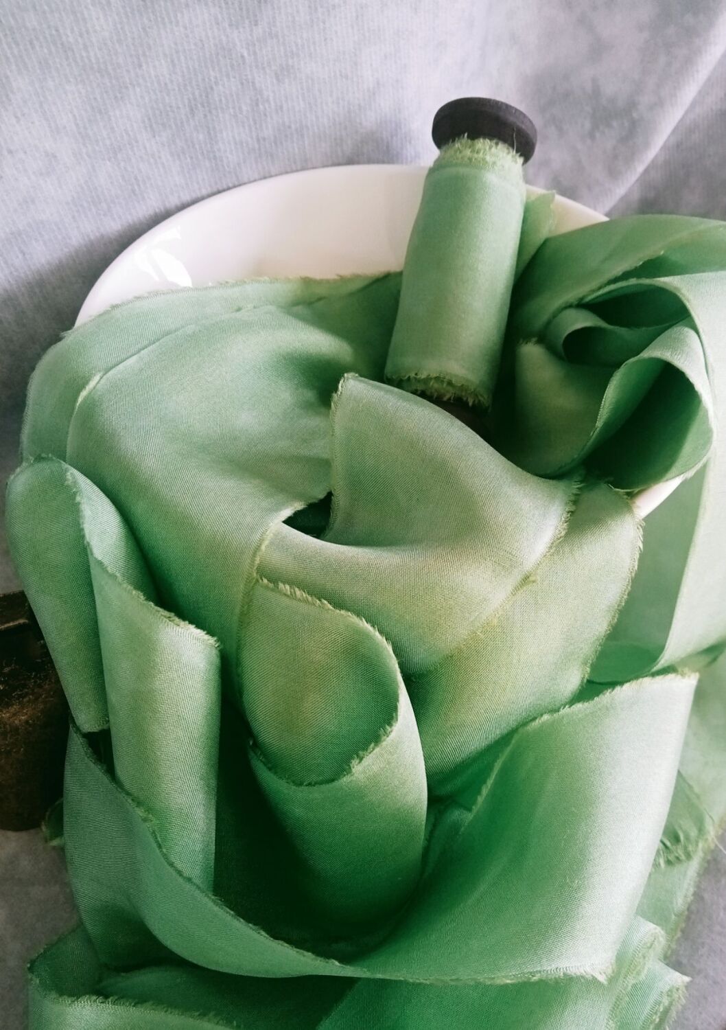Meadow green silk ribbon