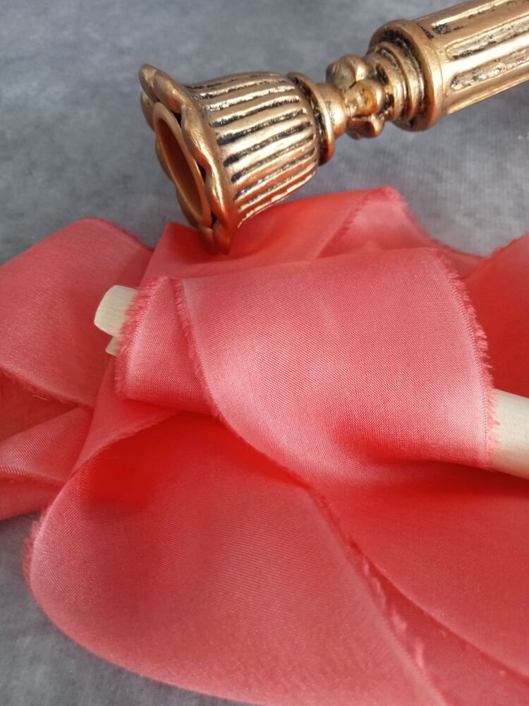 Coral silk ribbon
